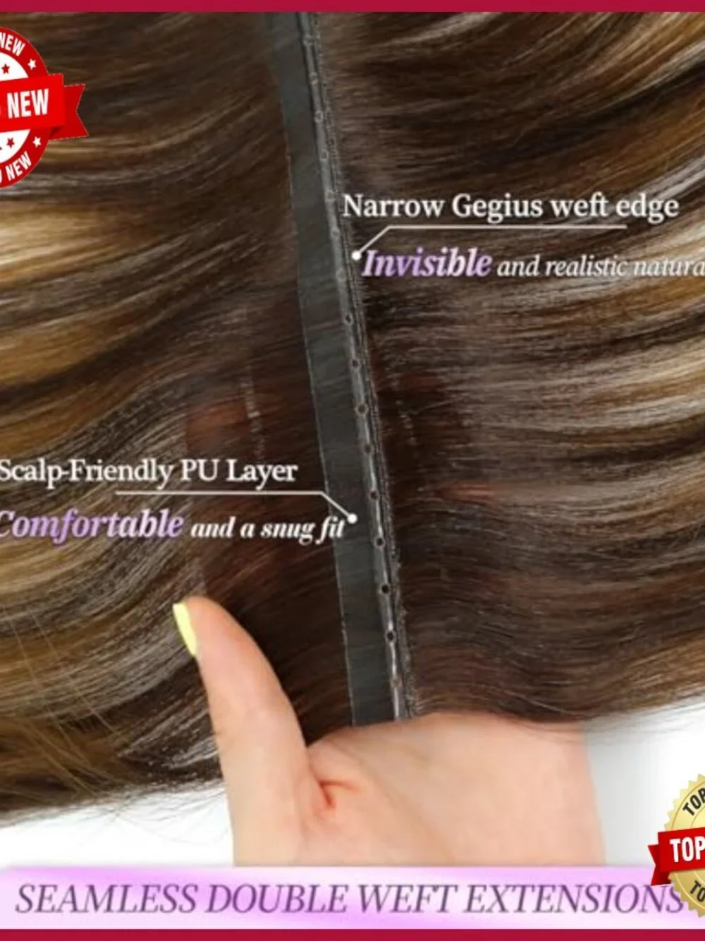 Real Human Hair Extensions 16 Inch Lightweight Weft for Volume Length